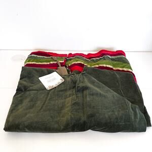 Dillards Trimsetter Velvet Christmas Tree Skirt 60" Round Forest Green Red Tie